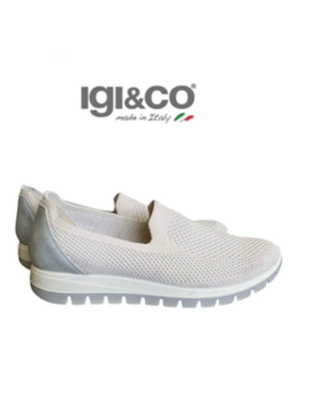 IGI&CO Knit Slip On Sneakers Neutral Cream Made In Italy Comfy Loafers Sz 10.5